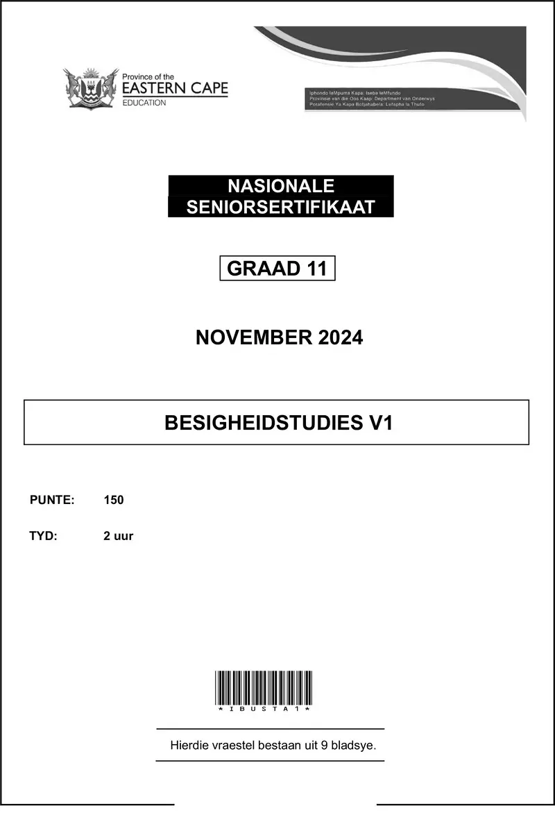 Grade 11 Business Studies past paper 2024 – business studies p1 gr 11 nov final afr d