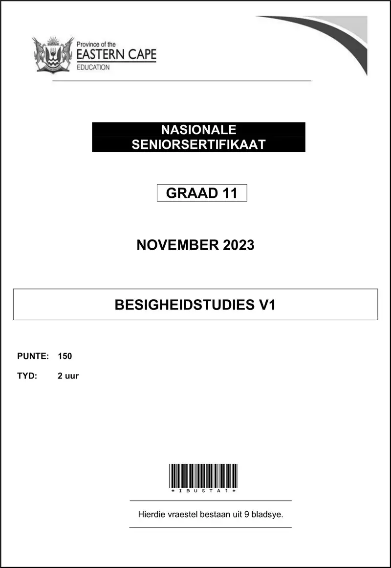 Grade 11 Business Studies past paper 2023 – business studies p1 gr11 qp nov2023 afr d