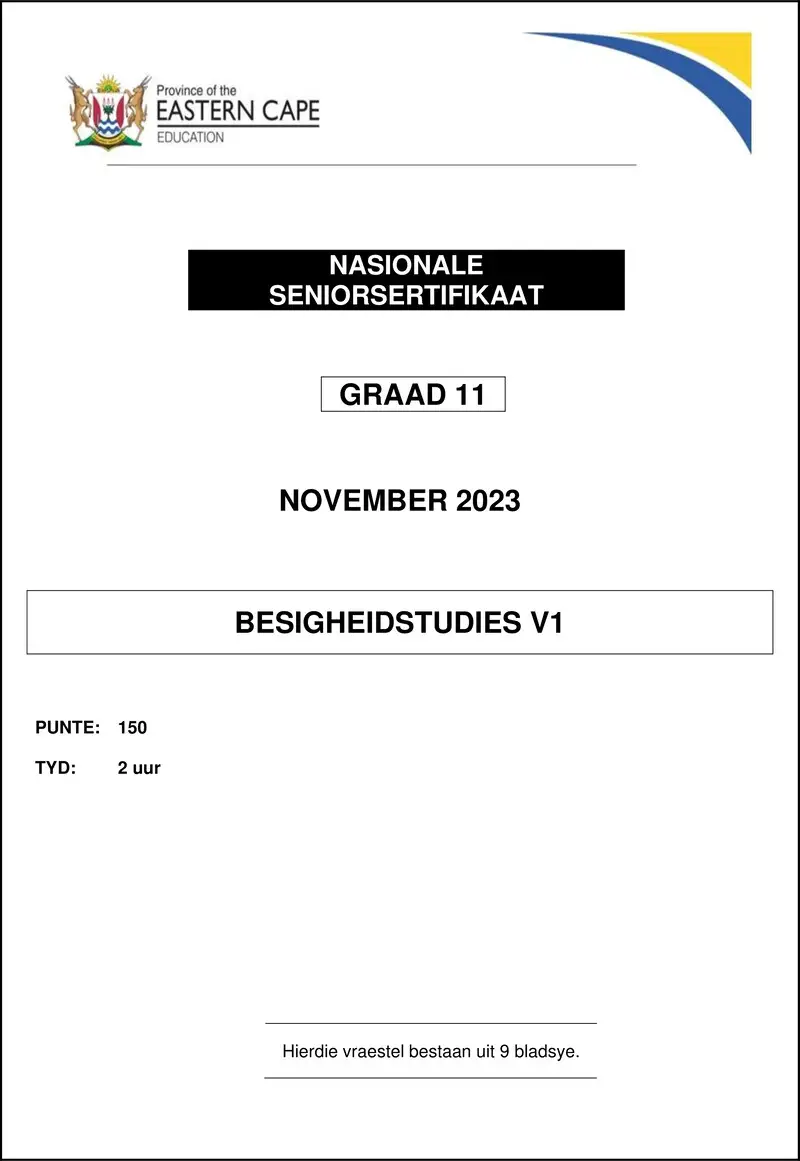 Grade 11 Business Studies past paper 2023 – business studies p1 gr11 qp nov2023 afr