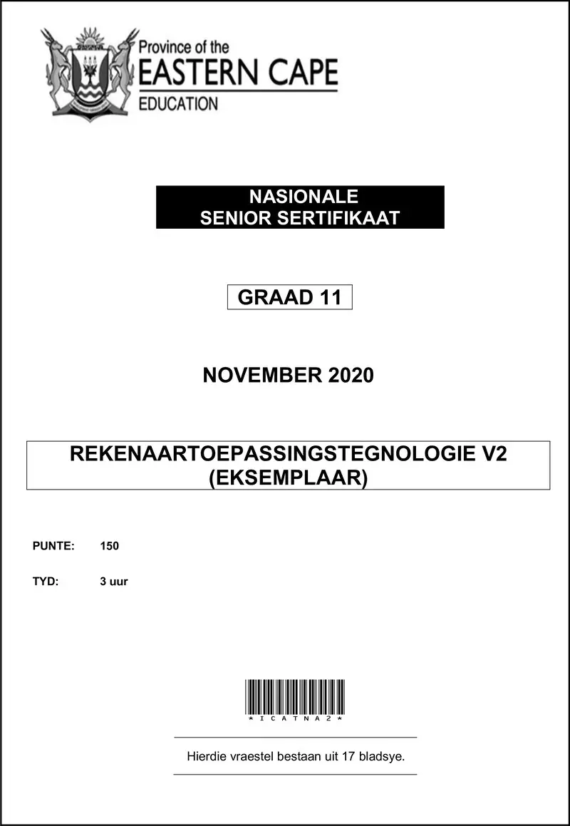 Grade 11 Rekenaartoepassingstegnologie past paper 2020 – cat p2 gr11 qp nov2020 afr d
