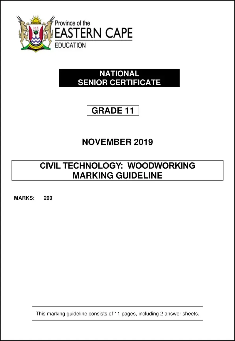 Grade 11 Civil Technology past paper 2019 – civ tech gr11 memo nov2019 wood eng