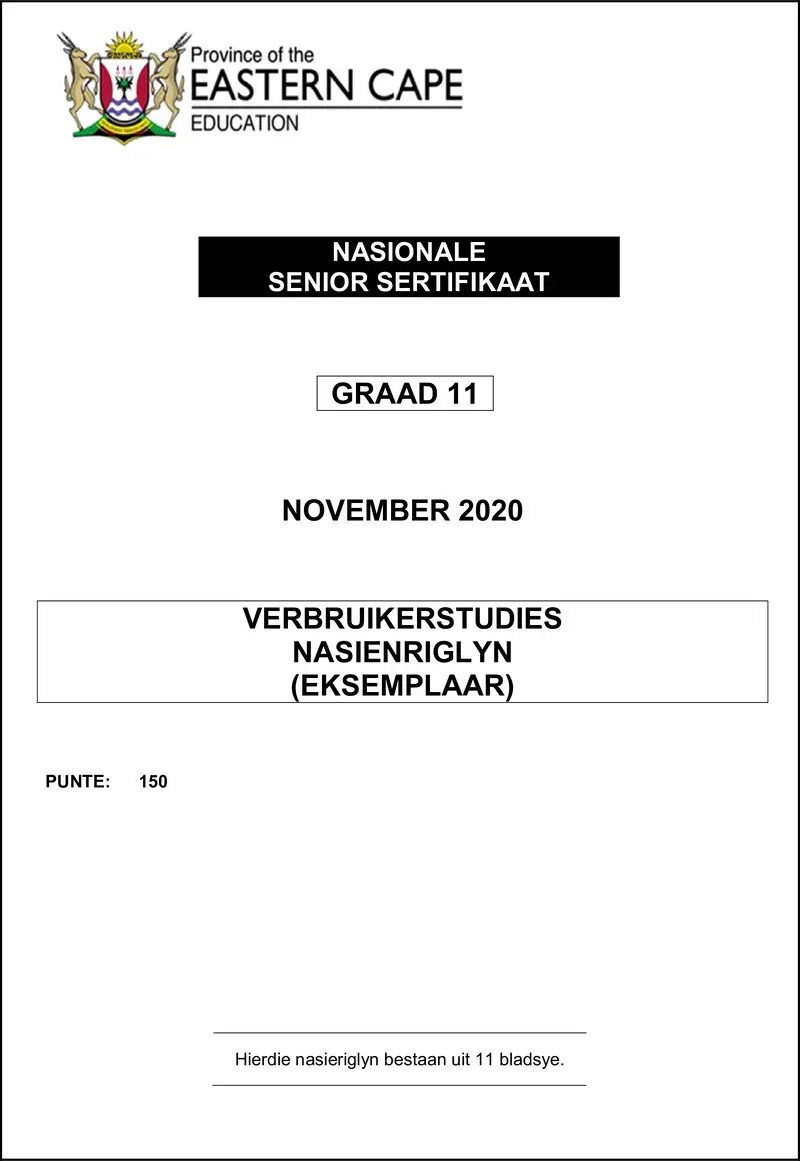 Grade 11 Consumer Studies past paper 2020 – consumer studies gr11 memo gr11 nov2020 afr