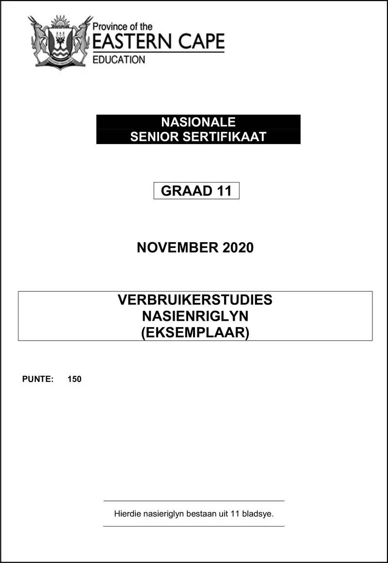 Grade 11 Consumer Studies past paper 2020 – consumer studies gr11 memo nov2020 afr d