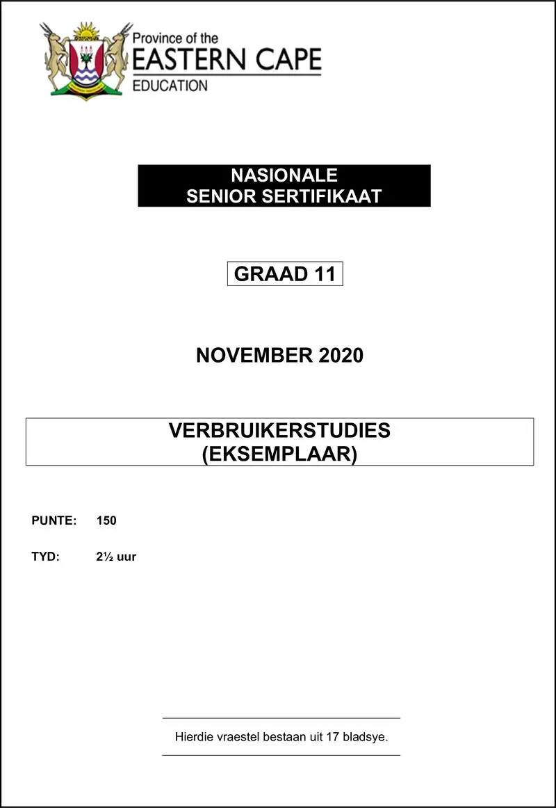 Grade 11 Consumer Studies past paper 2020 – consumer studies gr11 qp gr11 nov2020 afr