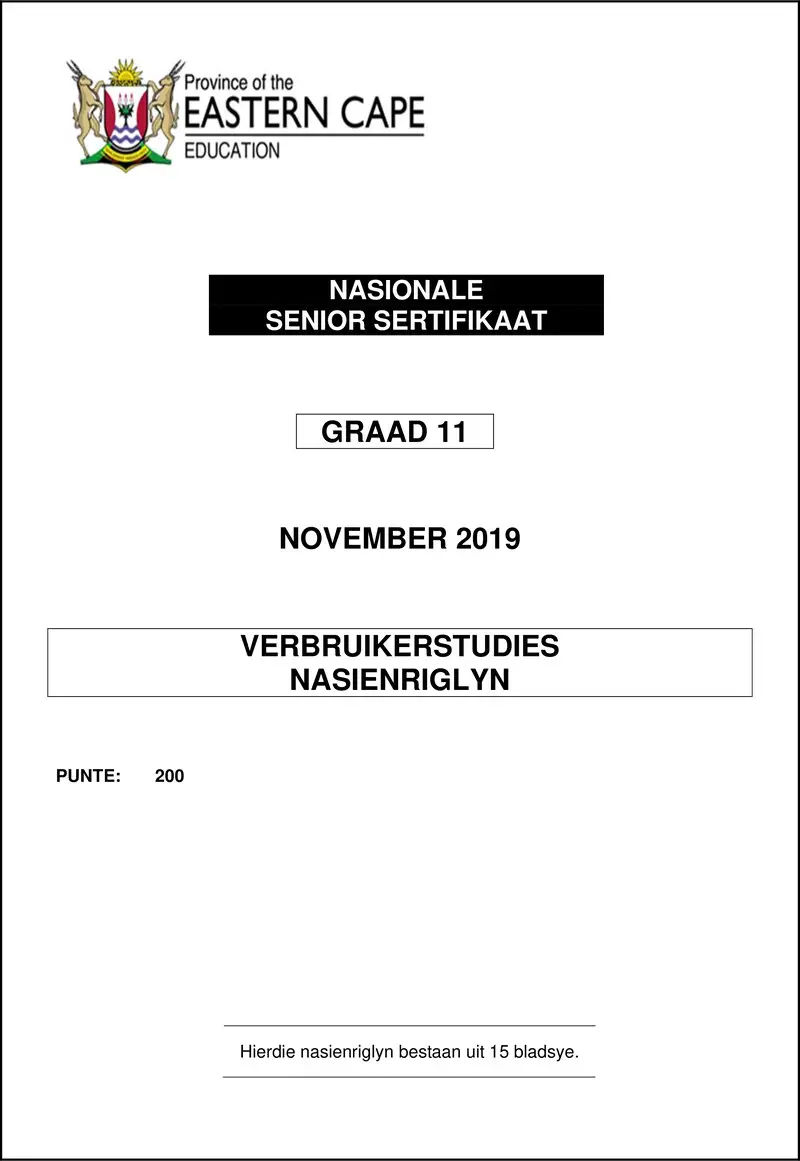 Grade 11 Consumer Studies past paper 2019 – consumer studies memo gr11 nov 2019 afr