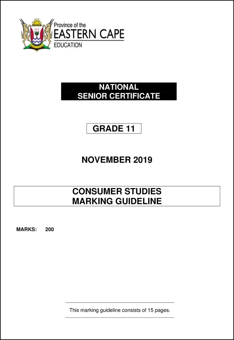 Grade 11 Consumer Studies past paper 2019 – consumer studies memo gr11 nov 2019 eng