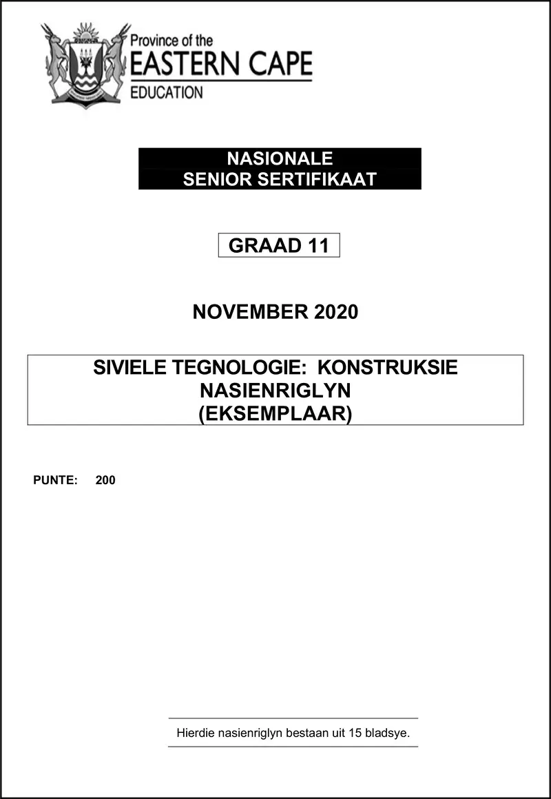 Grade 11 Siviele Tegnologie past paper 2020 – cvlt construction gr11 memo nov2020 afr d
