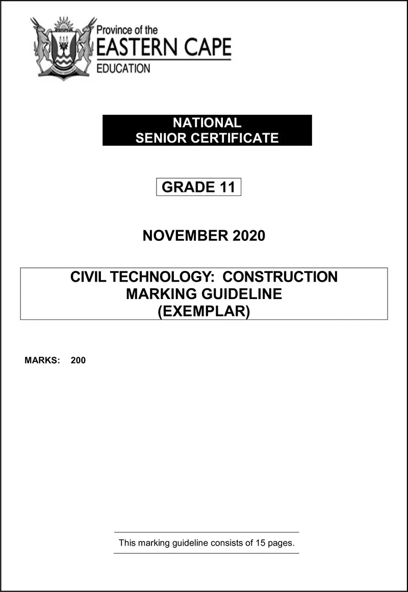 Grade 11 Civil Technology past paper 2020 – cvlt construction gr11 memo nov2020 eng d