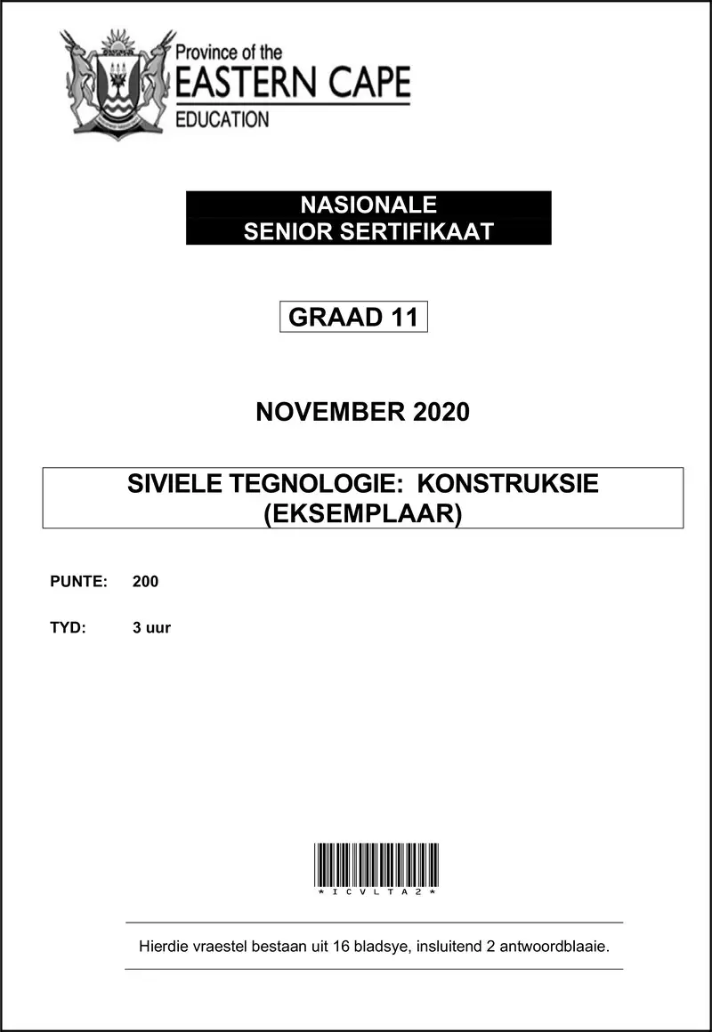 Grade 11 Siviele Tegnologie past paper 2020 – cvlt construction gr11 qp nov2020 afr d