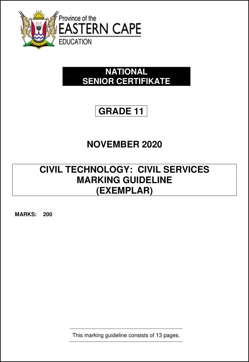 Grade 11 Civil Technology past paper 2020 – cvlt gr11 memo revised eng nov 2020 civil services