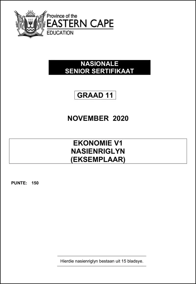 Grade 11 Ekonomie past paper 2020 – econ p1 gr11 memo nov2020 afr d