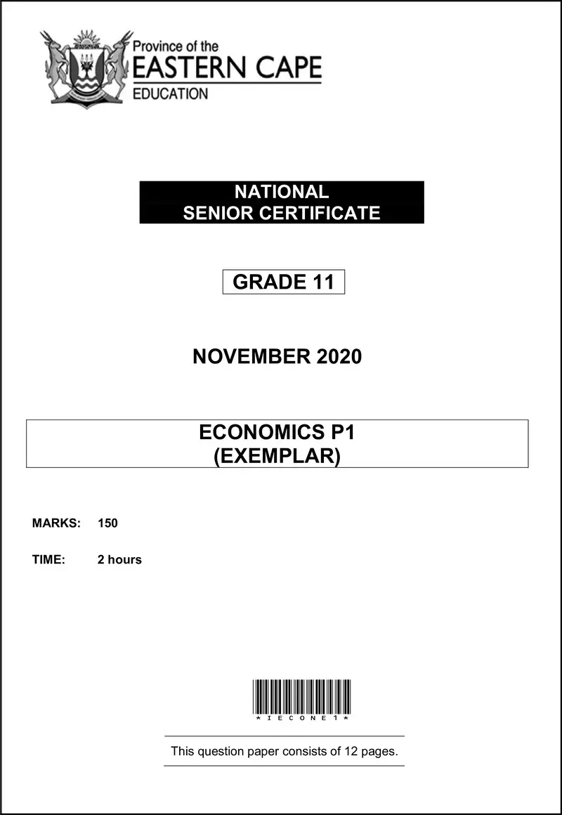 Grade 11 Economics past paper 2020 – econ p1 gr11 qp memo nov2020 eng d