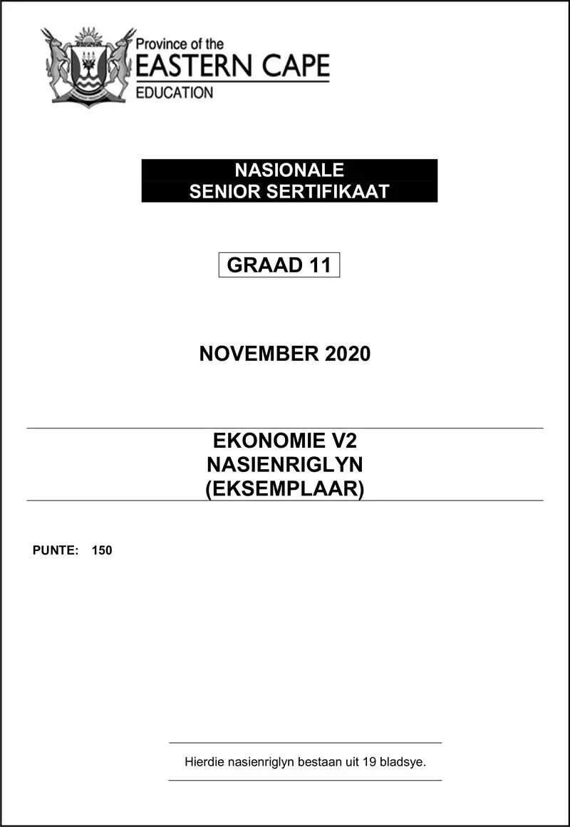Grade 11 Ekonomie past paper 2020 – economic p2 gr11 memo nov2020 afr d