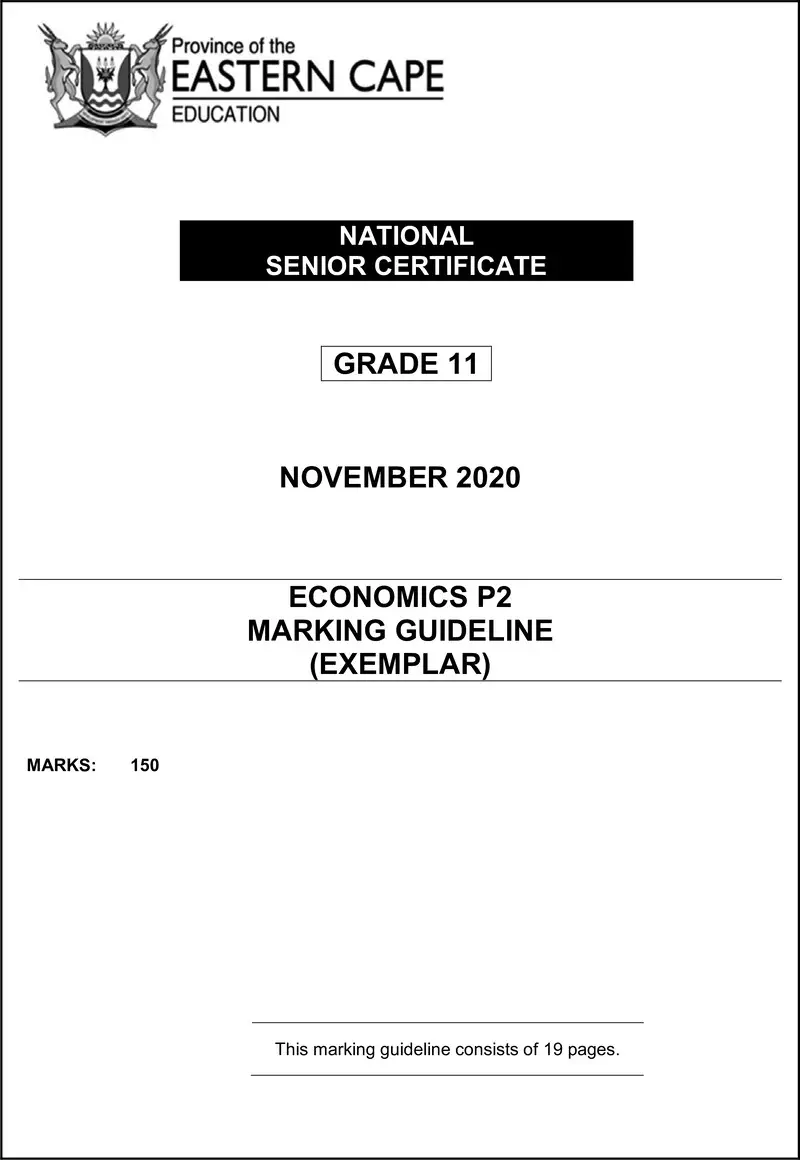 Grade 11 Economics past paper 2020 – economic p2 gr11 memo nov2020 eng d