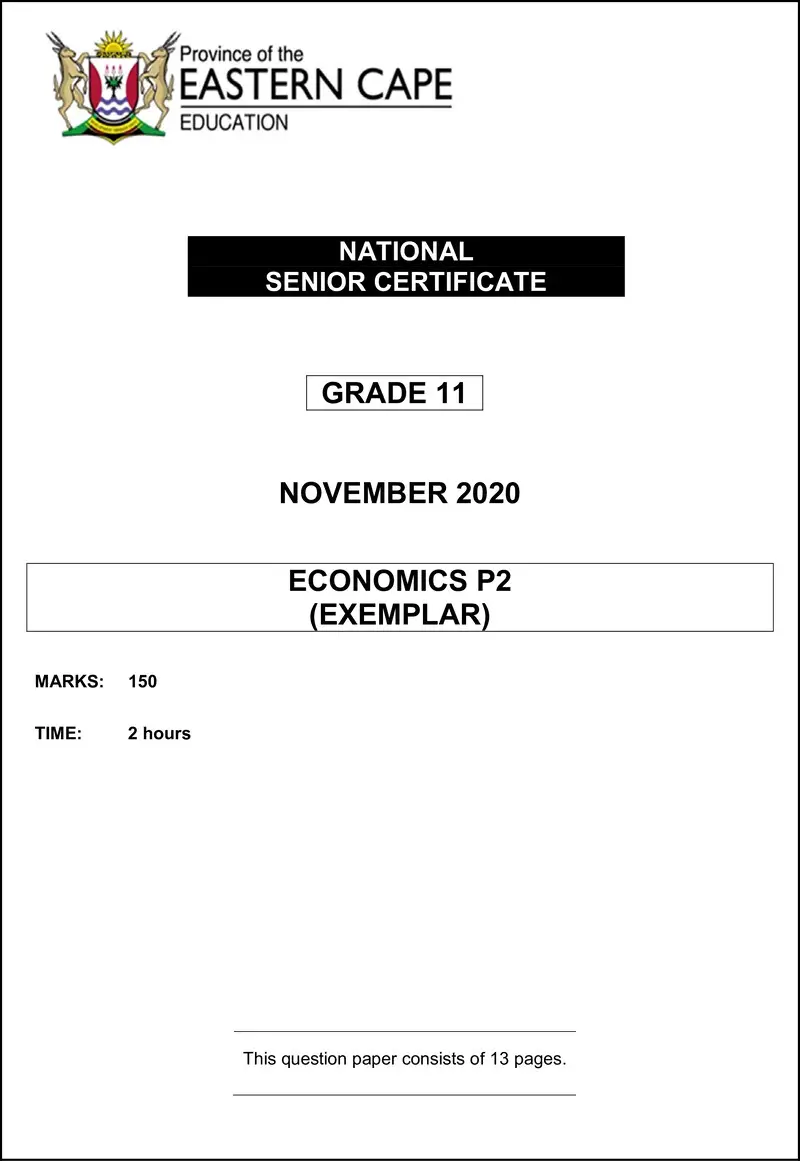 Grade 11 Economics past paper 2020 – economic p2 gr11 qp nov2020 eng