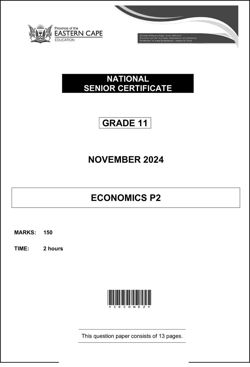Grade 11 Economics past paper 2024 – economics grade 11 p2 qp nov 2024 eng d