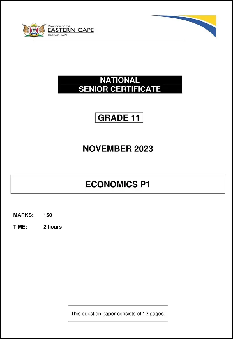 Grade 11 Economics past paper 2023 – economics p1 gr11 qp nov 2023 eng