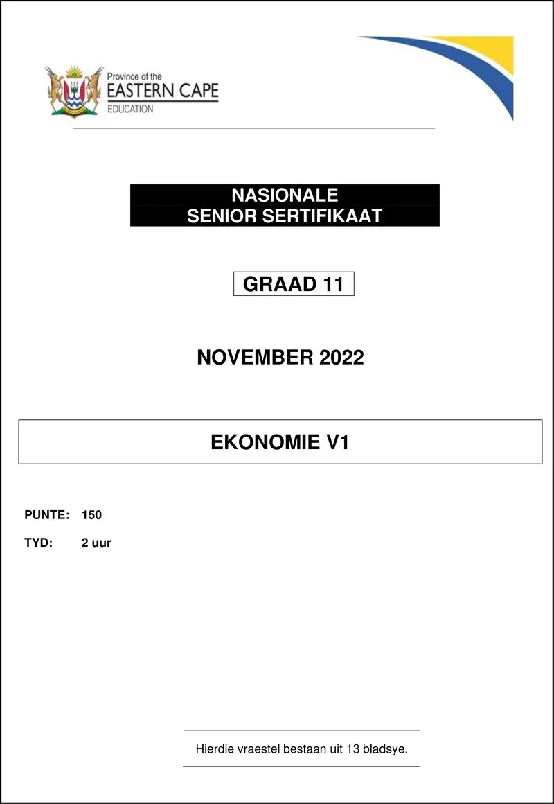 Grade 11 Economics past paper 2022 – economics p1 gr11 qp nov2022 afr