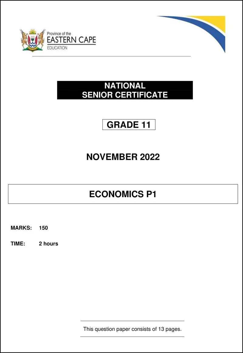 Grade 11 Economics past paper 2022 – economics p1 gr11 qp nov2022 eng