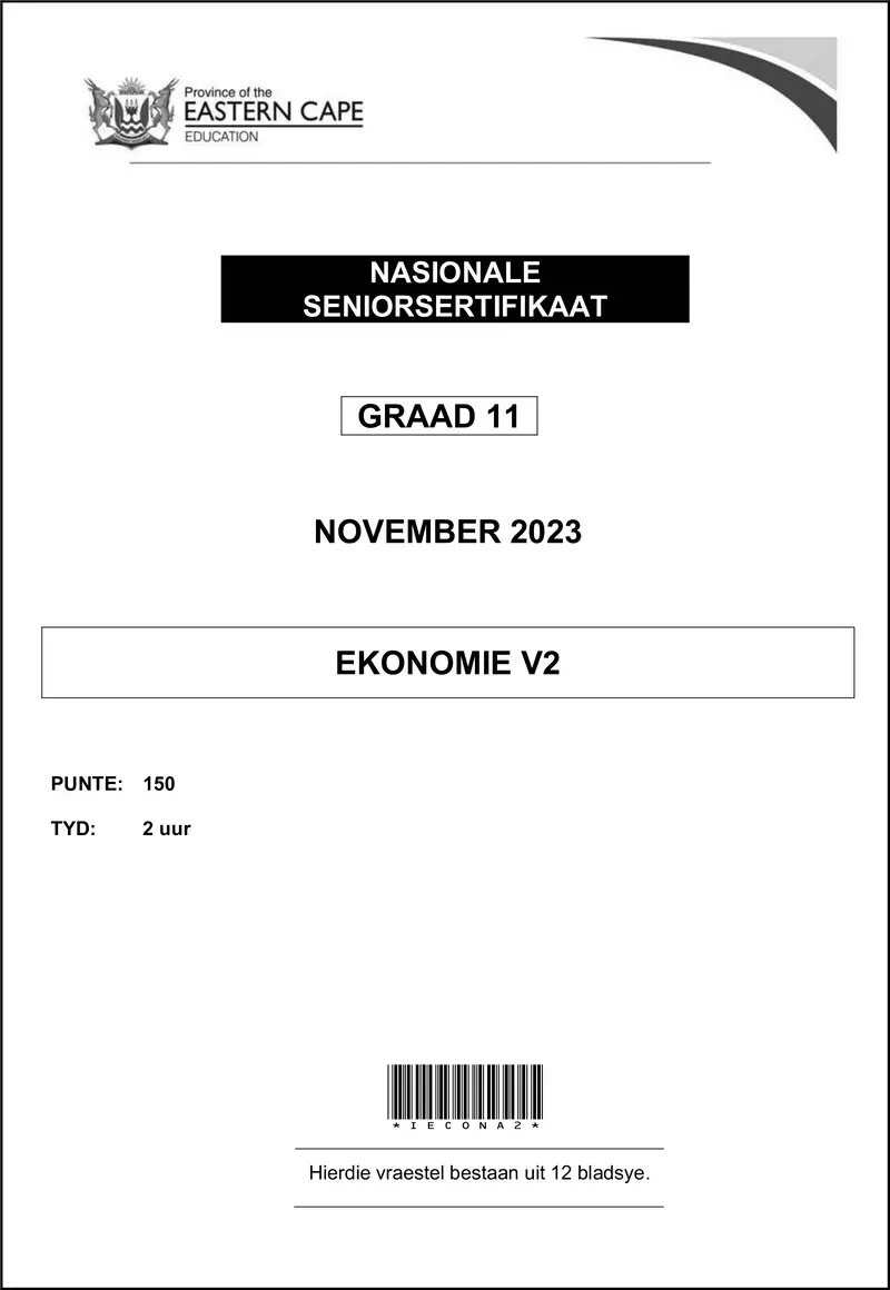 Grade 11 Economics past paper 2023 – economics p2 qp gr11 nov2023 afr d