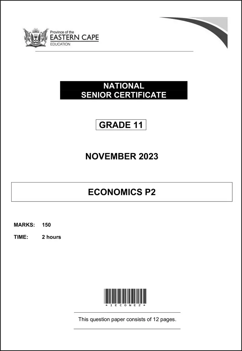 Grade 11 Economics past paper 2023 – economics p2 qp gr11 nov2023 eng d