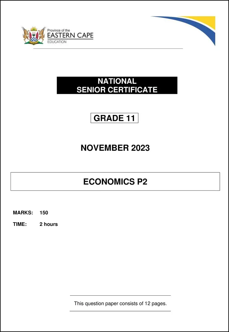 Grade 11 Economics past paper 2023 – economics p2 qp gr11 nov2023 eng