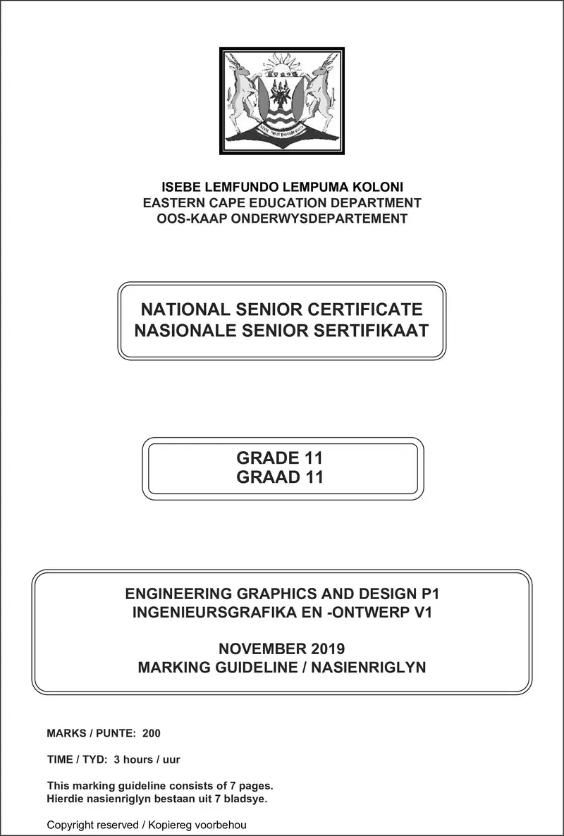 Grade 11 Ontwerp past paper 2019 – egd p1 ea gr 11 memo qp d