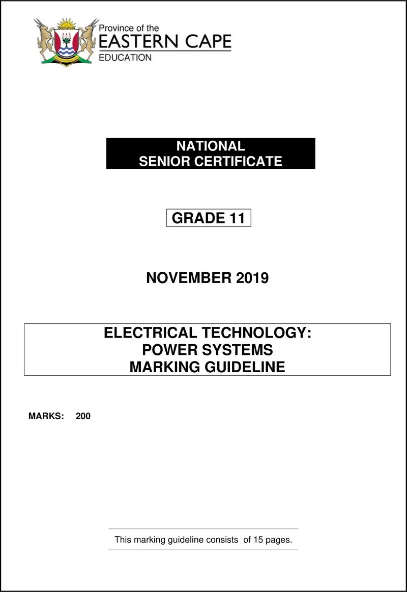 Grade 11 Electrical Technology past paper 2019 – elec tech gr11 memo nov2019 systems eng