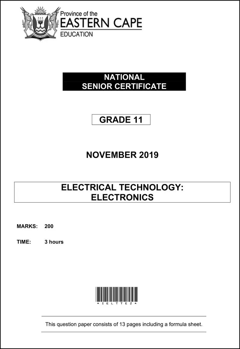 Grade 11 Electrical Technology past paper 2019 – elec tech qp nov 2019 electronics eng d