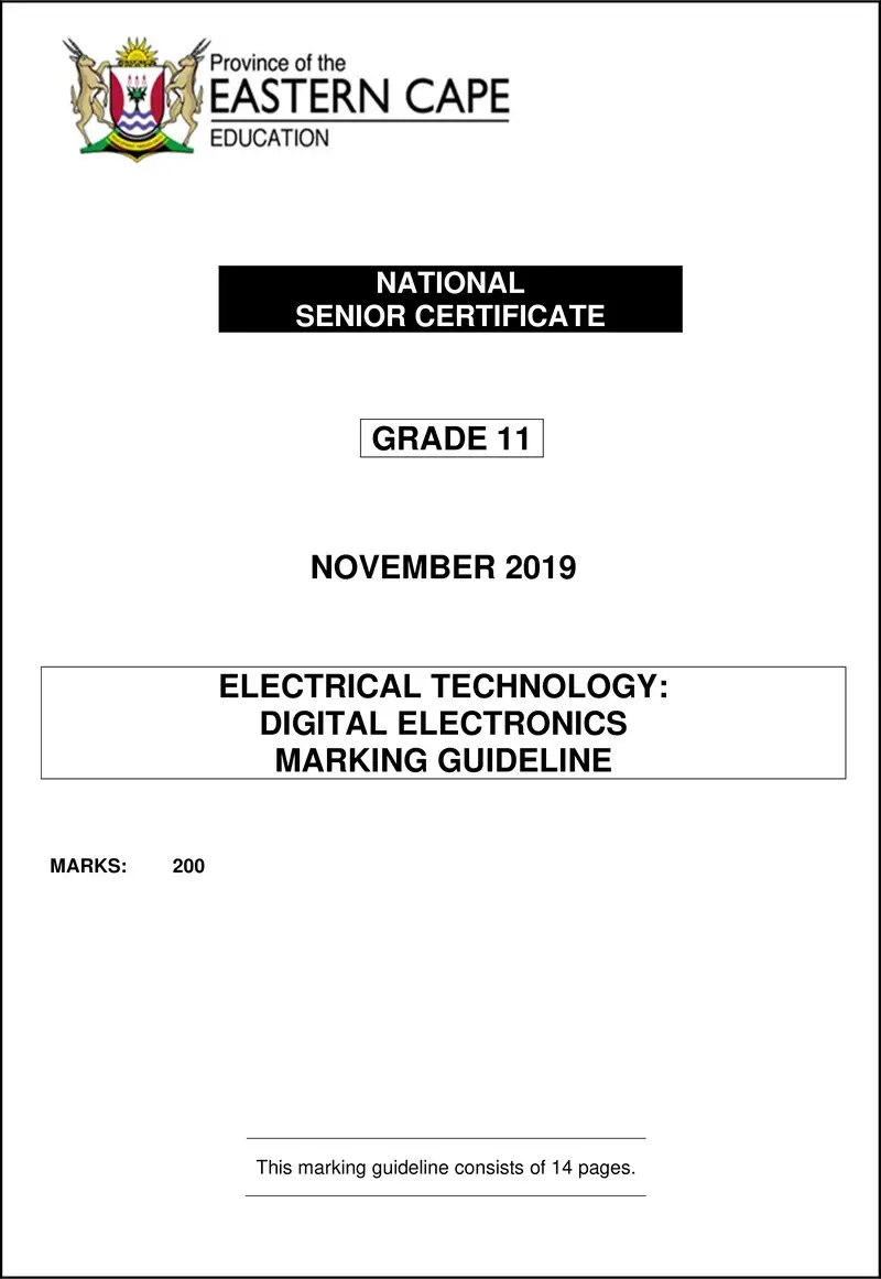 Grade 11 Electrical Technology past paper 2019 – electrical tech memo gr11 nov 2019 engl dig