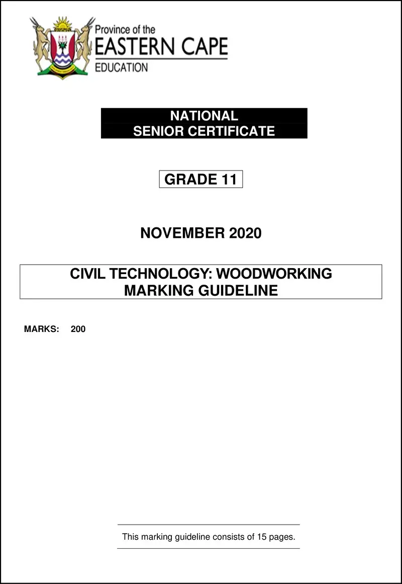 Grade 11 Civil Technology past paper 2020 – eng gr 11 nov 20 memo