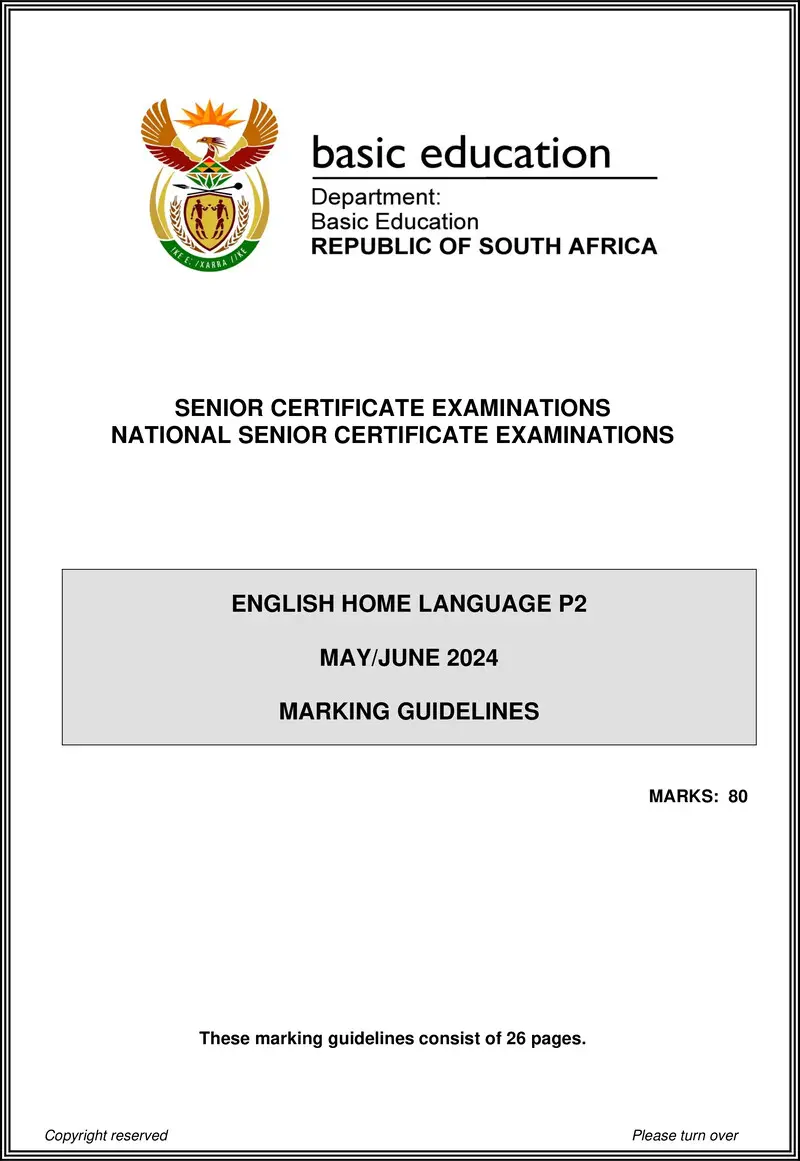 Grade 12 English past paper 2024 – eng hl p2 may june 2024 mg