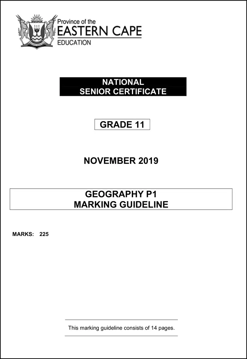 Grade 11 Geography past paper 2019 – geography p1 gr11 memo nov2019 eng d
