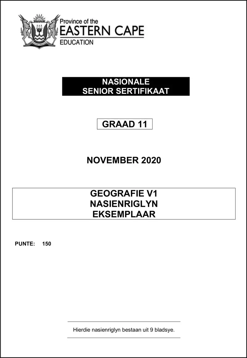 Grade 11 Geography past paper 2020 – geography p1 gr11 memo nov2020 afr d