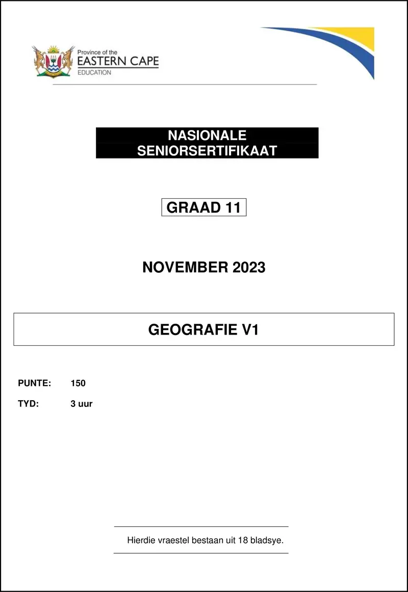 Grade 11 Geography past paper 2023 – geography p1 qp gr11 nov 2023 afr