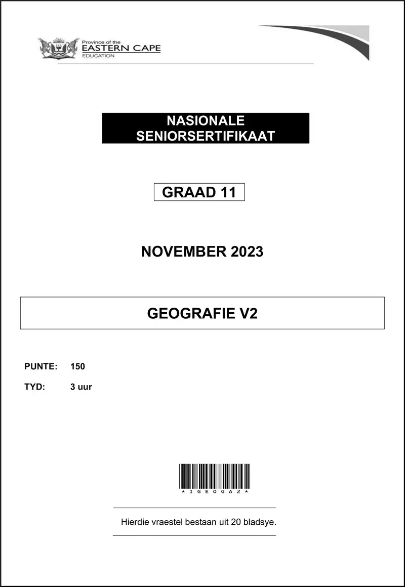 Grade 11 Geography past paper 2023 – geography p2 gr11 qp nov2023 afr dd