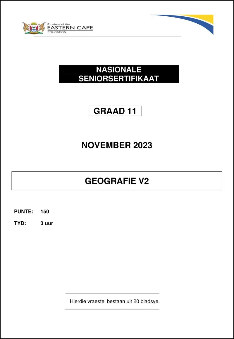 Grade 11 Geography past paper 2023 – geography p2 gr11 qp nov2023 afr
