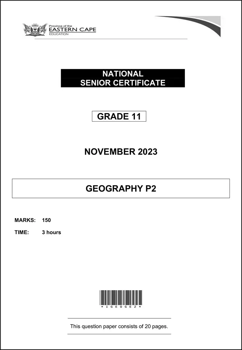 Grade 11 Geography past paper 2023 – geography p2 gr11 qp nov2023 eng dd