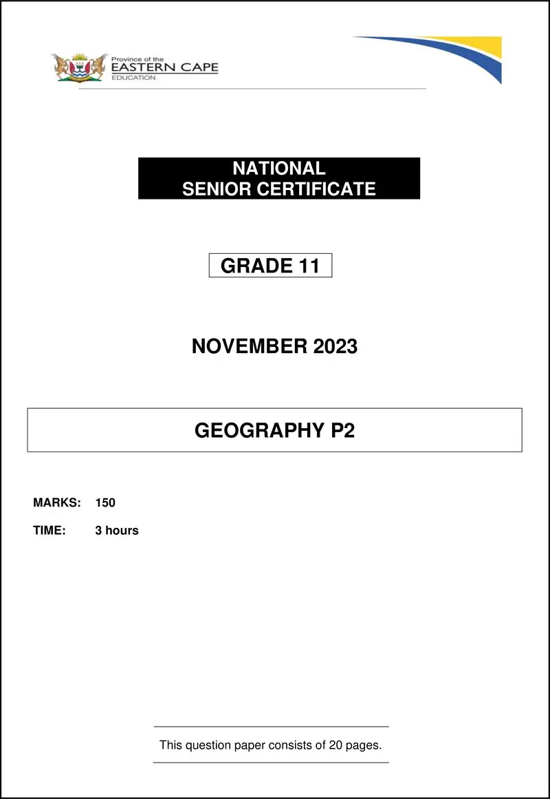 Grade 11 Geography past paper 2023 – geography p2 gr11 qp nov2023 eng