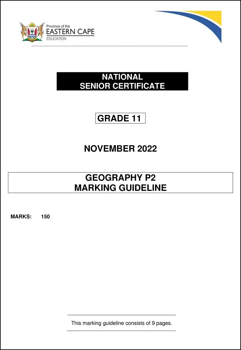 Grade 11 Geography past paper 2022 – geography p2 memo gr11 nov2022 eng