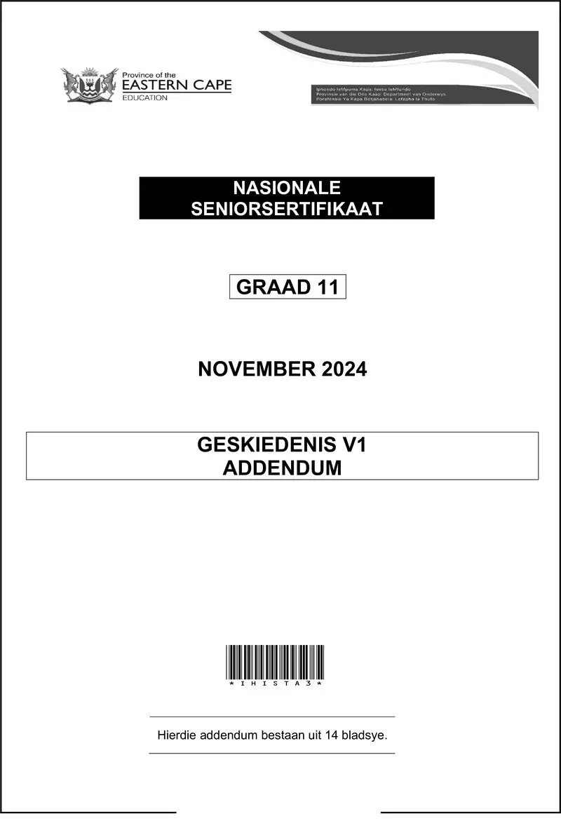 Grade 11 History past paper 2024 – history p1 adden gr11 nov 2024 afr d