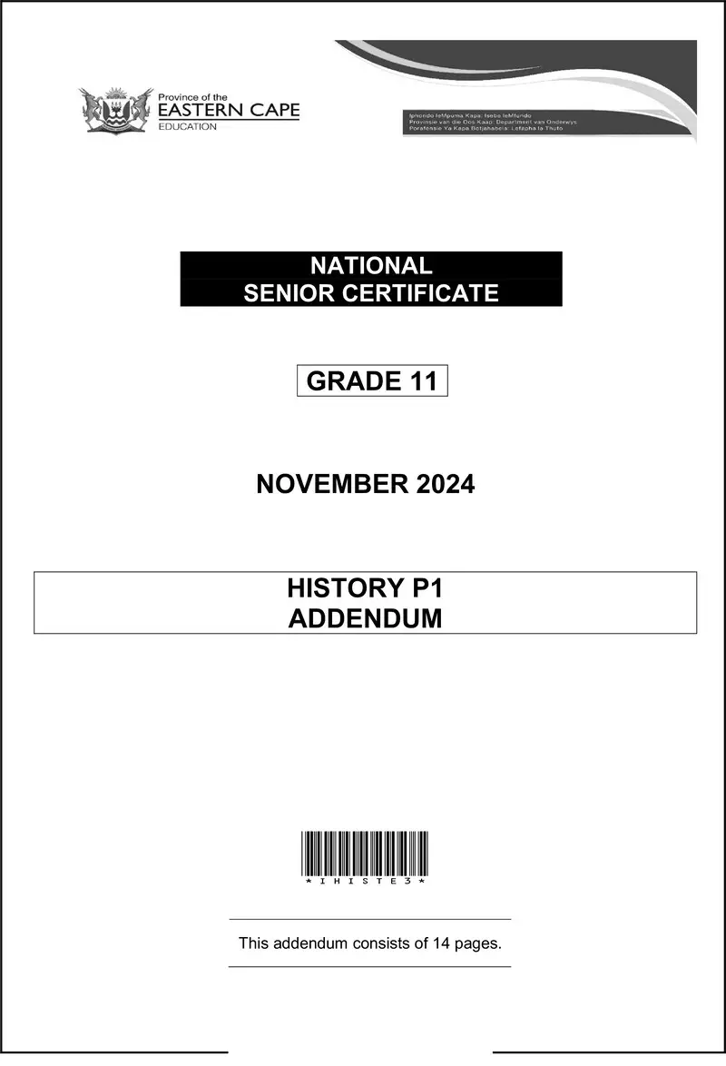 Grade 11 History past paper 2024 – history p1 adden gr11 nov 2024 eng d