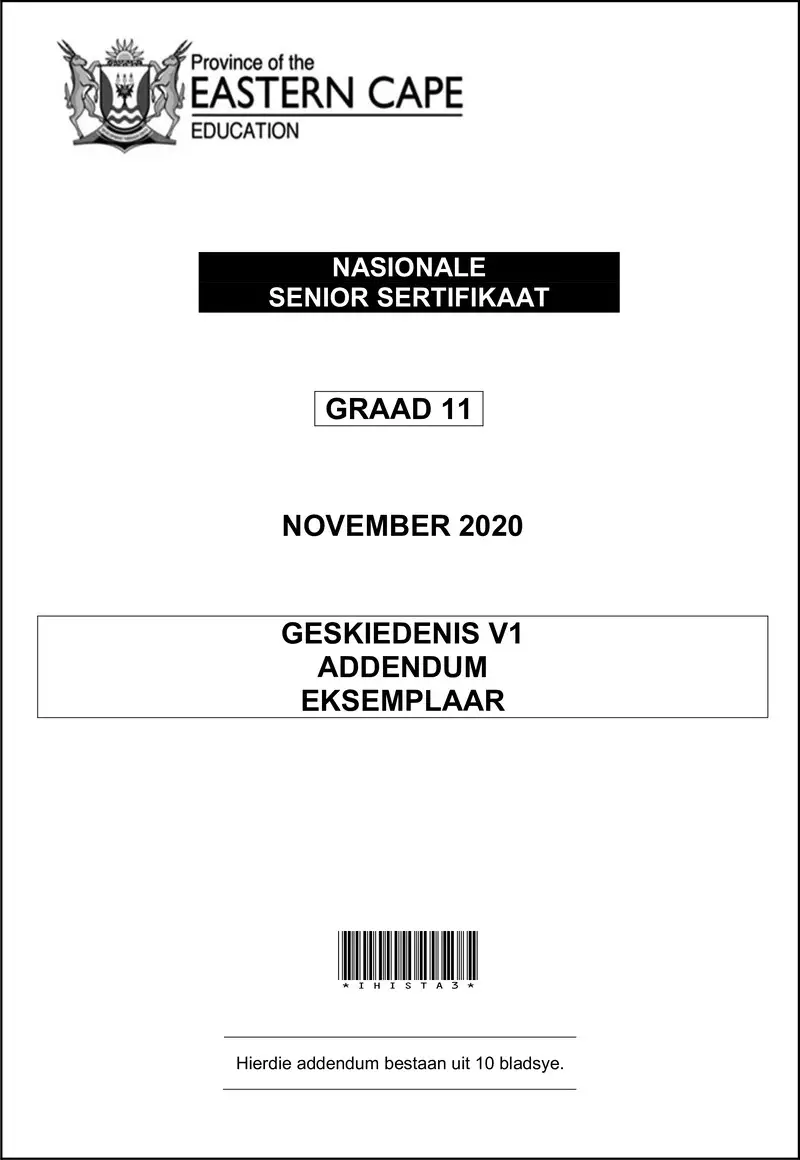 Grade 11 History past paper 2020 – history p1 gr11 adden nov2020 afr d