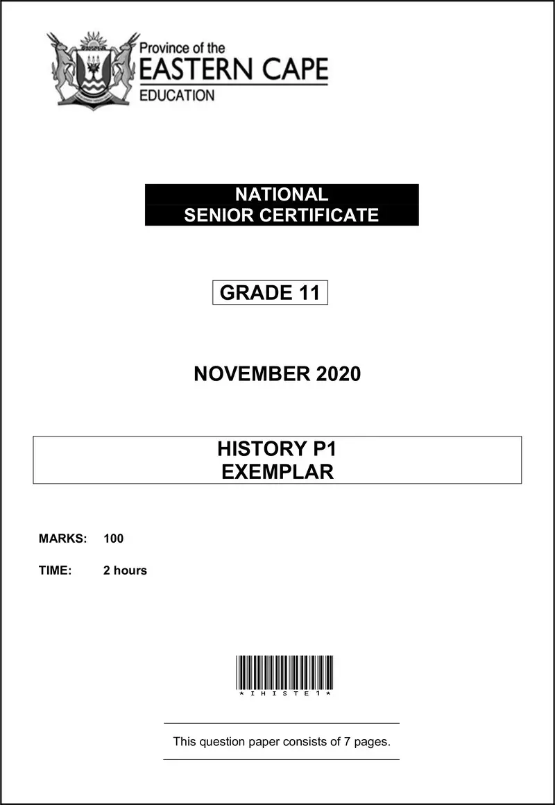 Grade 11 History past paper 2020 – history p1 gr11 qp adden memo nov2020 eng d