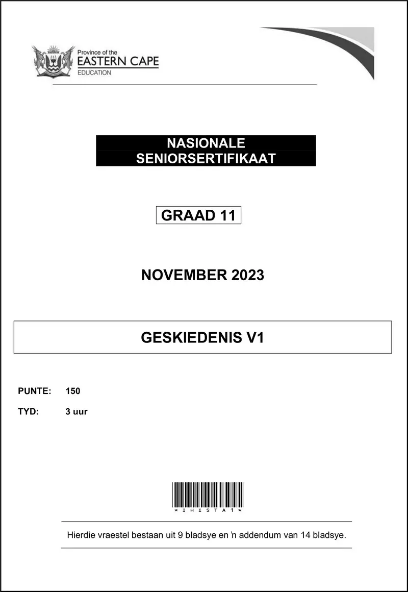 Grade 11 History past paper 2023 – history p1 gr11 qp nov 2023 afr d