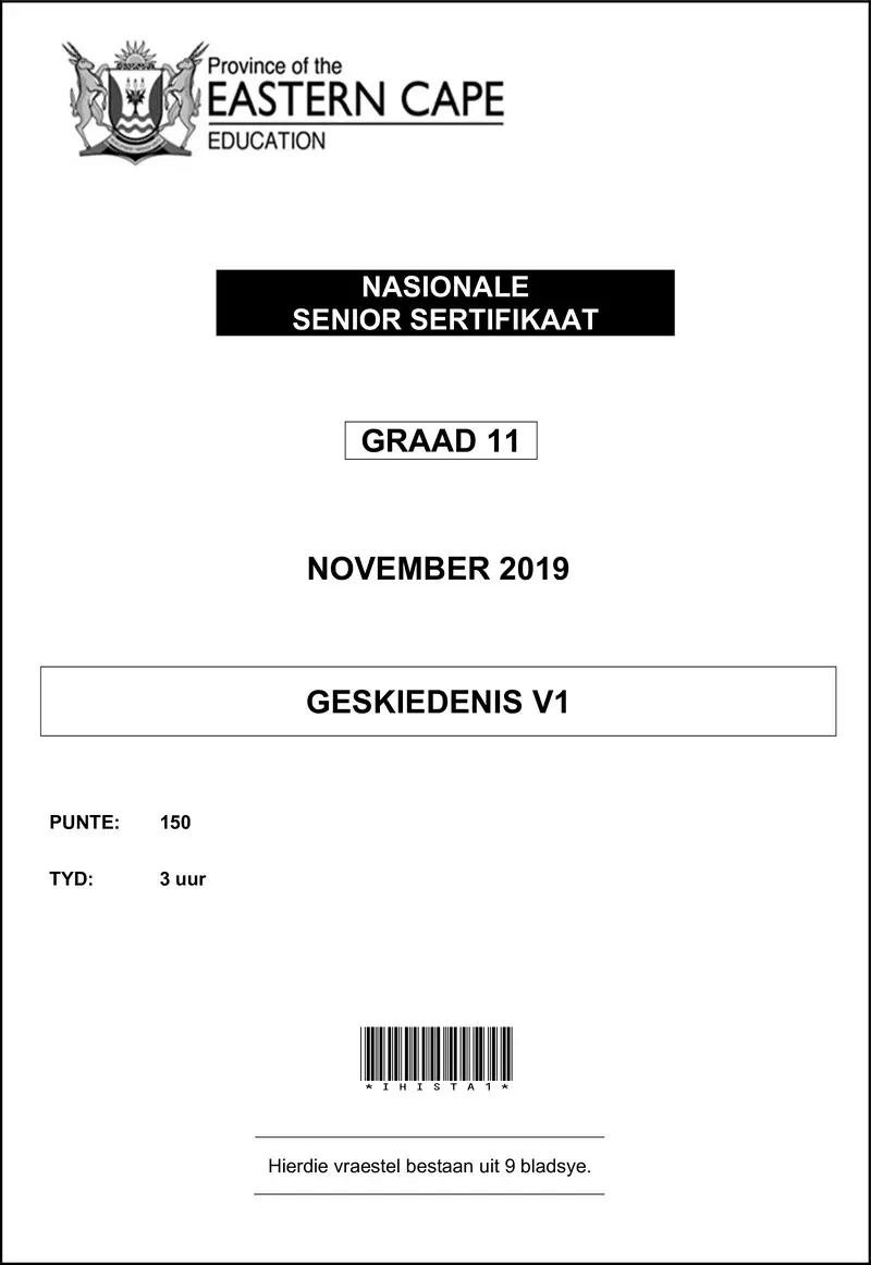 Grade 11 History past paper 2019 – history p1 gr11 qp nov2019 afr d