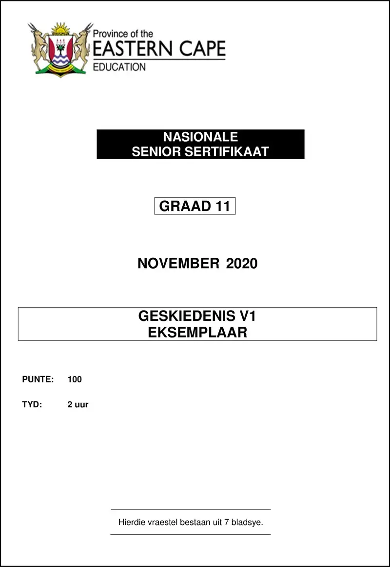Grade 11 History past paper 2020 – history p1 gr11 qp nov2020 afr