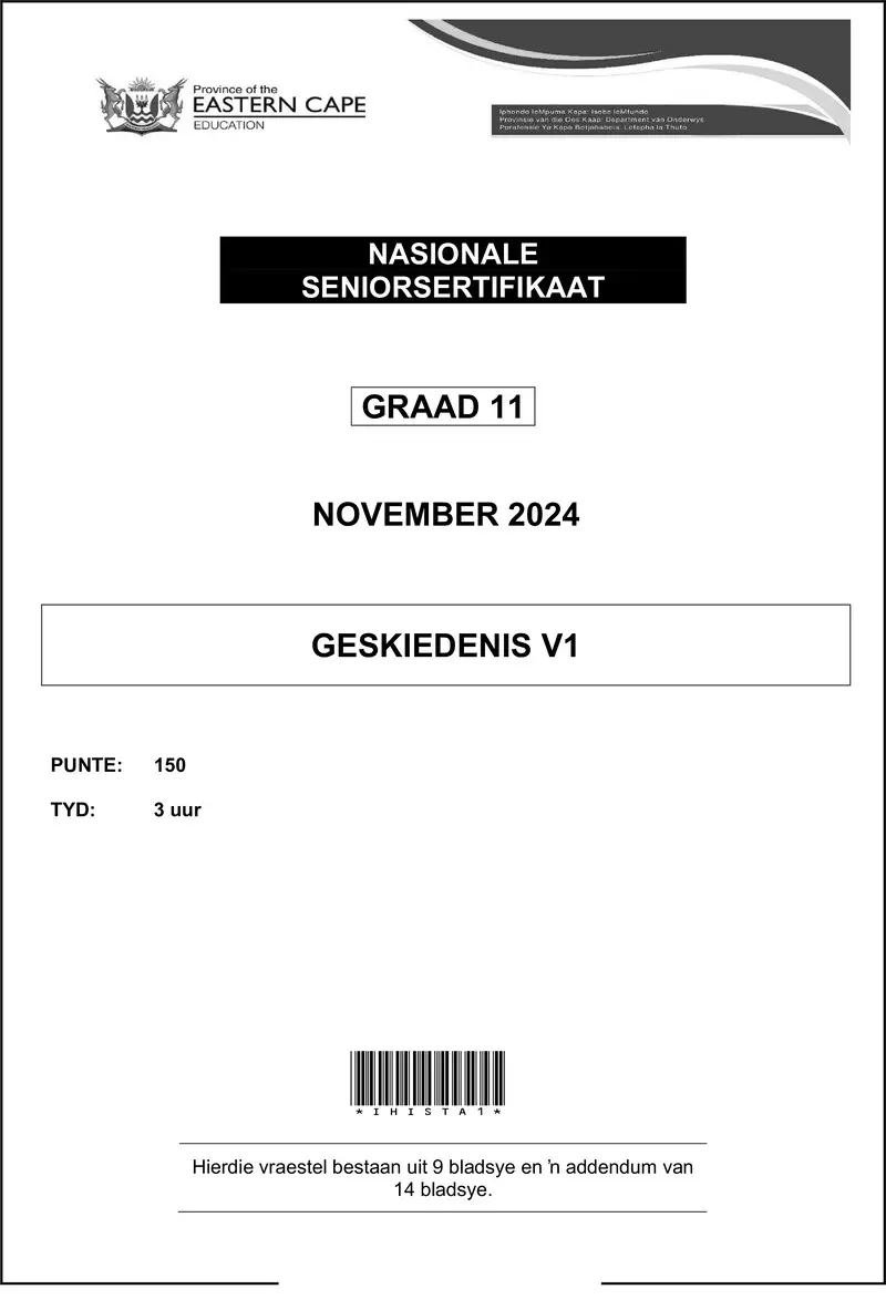Grade 11 History past paper 2024 – history p1 qp gr11 nov 2024 afr d