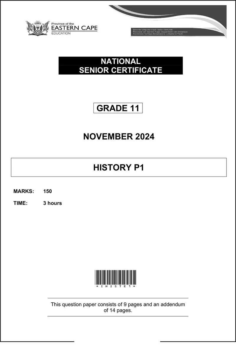 Grade 11 History past paper 2024 – history p1 qp gr11 nov 2024 eng d