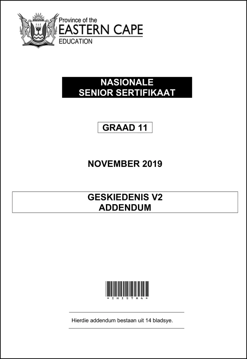 Grade 11 History past paper 2019 – history p2 addendum gr11 nov2019 afr d